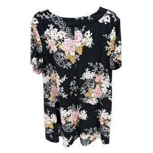 V neck plus tunic long loose fit top 2x